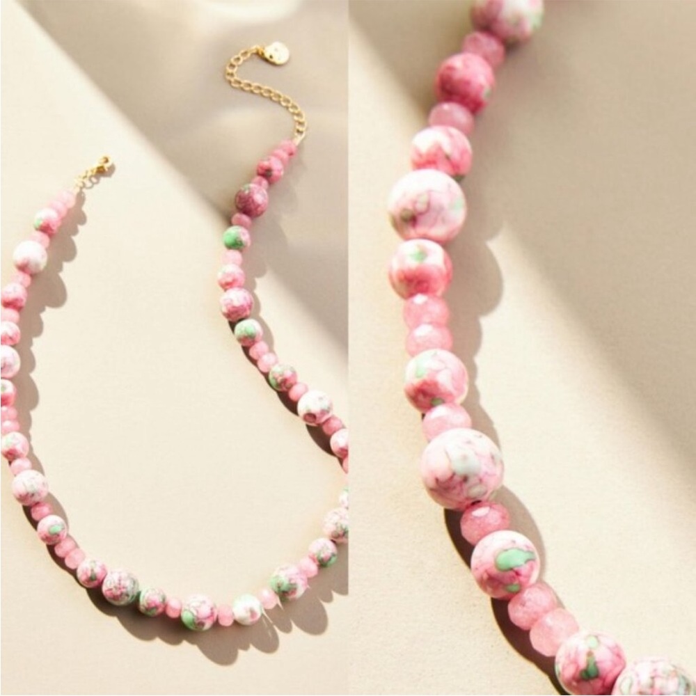 Anthropologie Cloverpost Marbledโ Beaded Necklace NEW